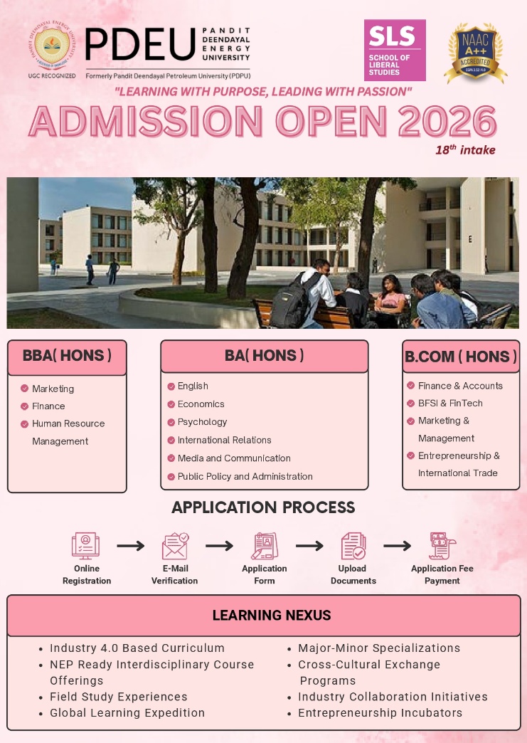 School of Liberal Studies UG programs at PDEU